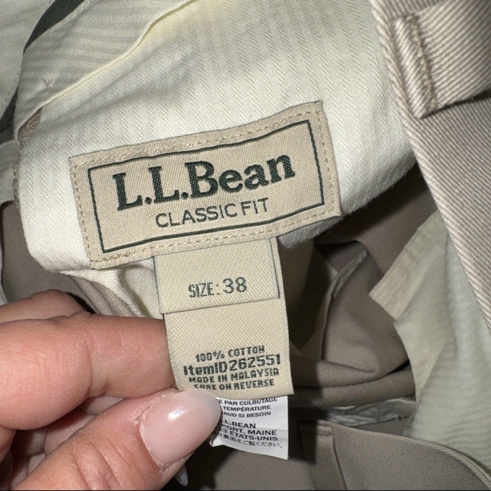 LL Bean Pants Mens 38 Tan Comfort Waist Chino Khaki Dress Pockets Dadcore READ - Picture 4 of 6